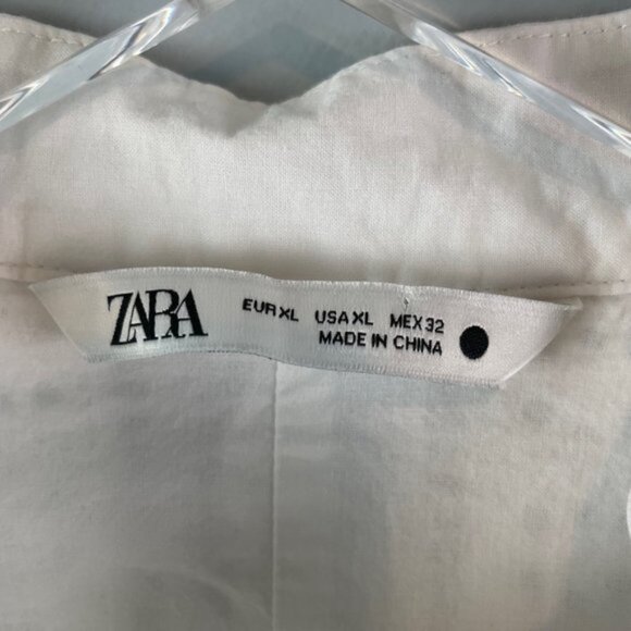 ZARA Embroidered Eyelet Mini Dress Oyster White Size XL - Picture 3 of 7